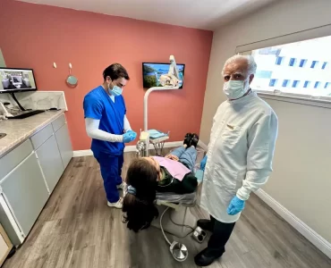 A patient from Upland California undergoing dental cleaning