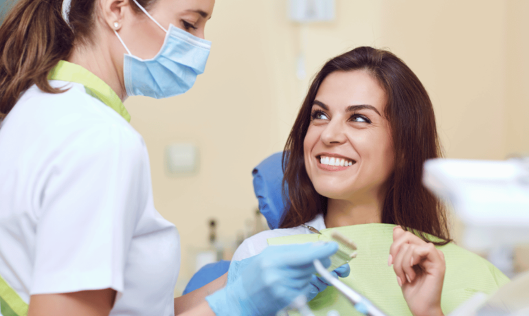 Patient waiting for dental crown replacement